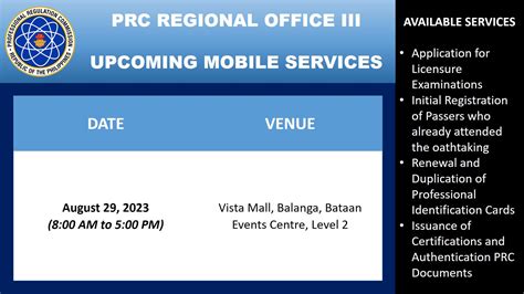 prc balanga bataan|UPCOMING MOBILE .